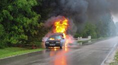 car accident, fire, street