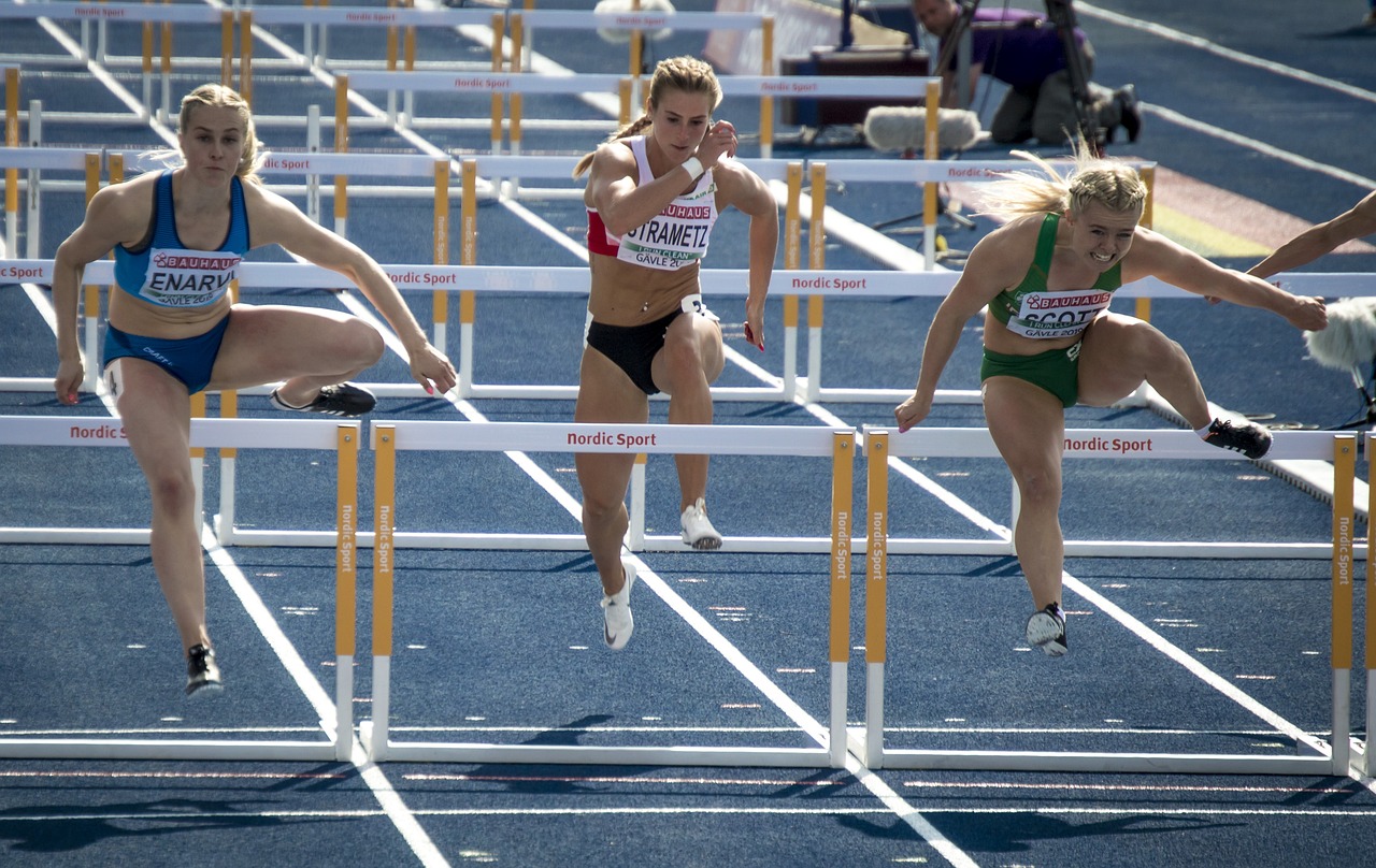 hurdles, track, sports
