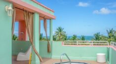 south beach, blue sky, florida, view, scenic, ocean, vacation, travel, water, architecture, sky, tropical, palm, blue, summer, resort, colorful, skyline, tourism, nature, hotel, luxury, hot tub