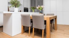 brown wooden table with chairs