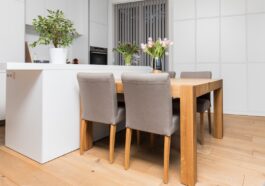 brown wooden table with chairs