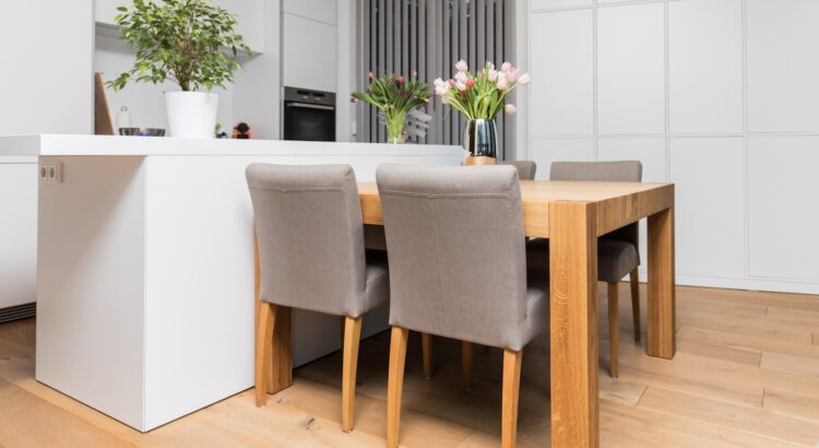 brown wooden table with chairs